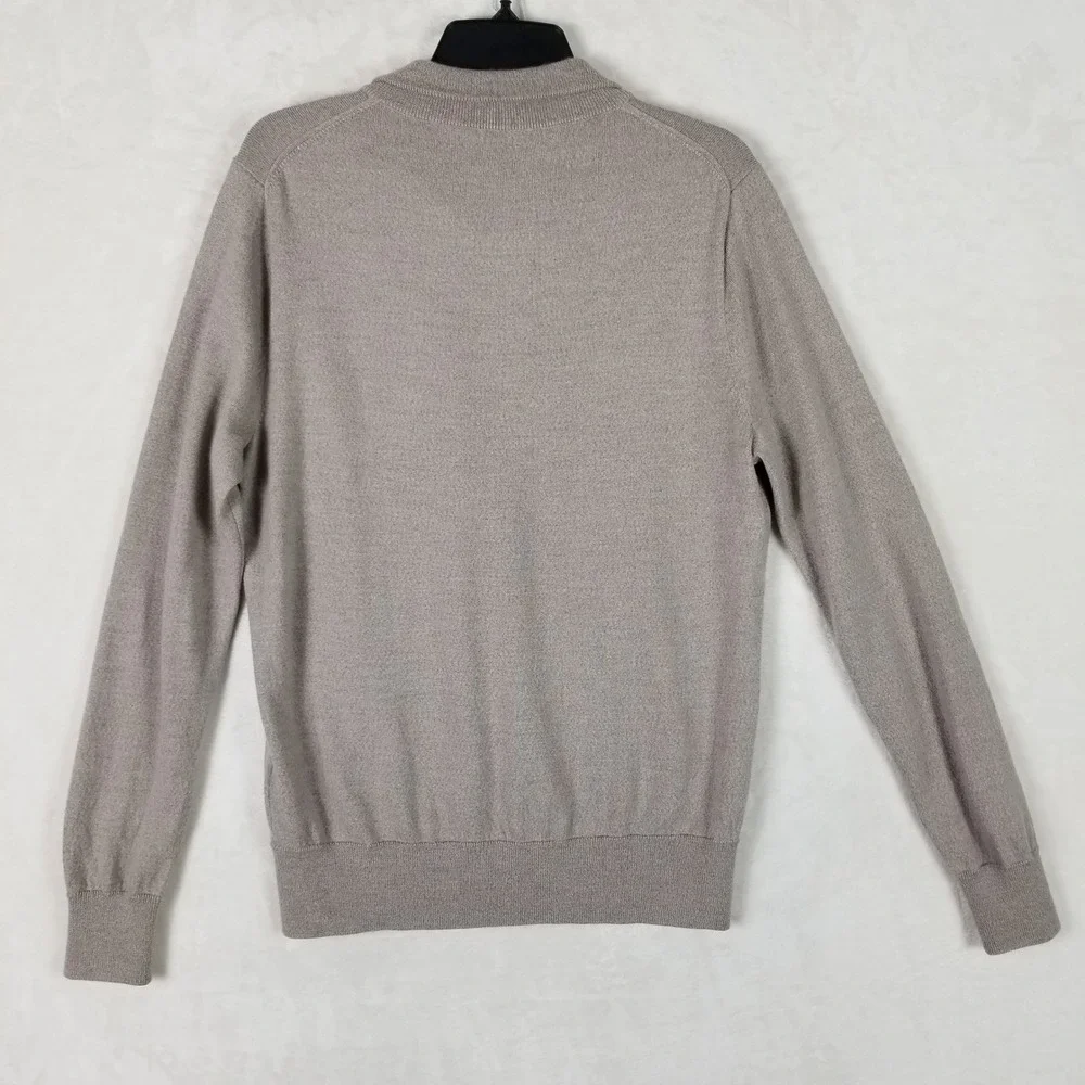 J.Crew Quarter-Zip Sweater Mens Large Taupe Italian Merino Wool Slim Fit 158S